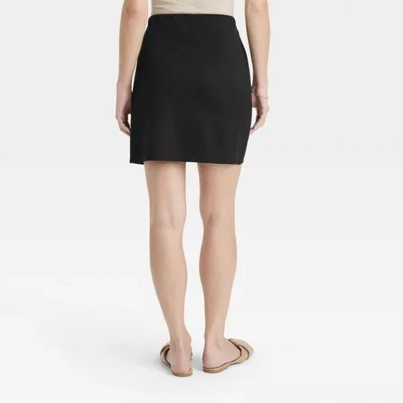 A New Day - Women's Ruched Ponte Mini Skirt - Black Size L - Picture 11 of 11